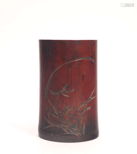 A Chinese Carved Bamboo Brush Pot