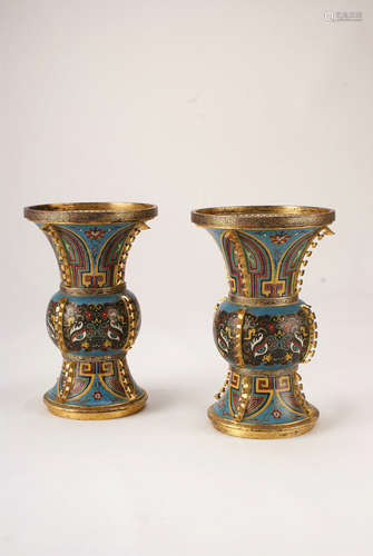 A Pair of Chinese Cloisonné Vases