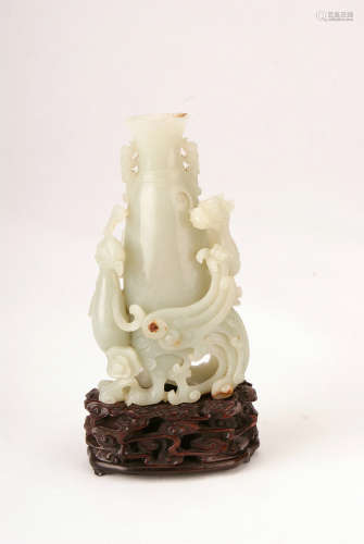 A Chinese Jade Carved Dragon and Phenix Decoration