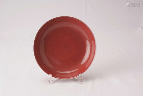 A Chinese Red Glazed Porcelain Dish