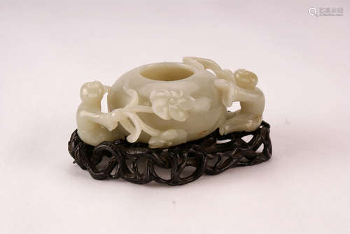 A Chinese Carved Jade Brush Washer