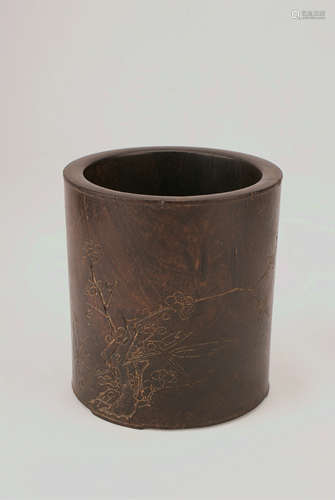 A Chinese Zitan Brush Pot