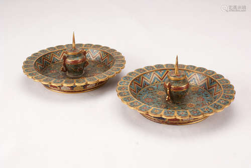 A Pair of Chiese Cloisonné Candle Holder