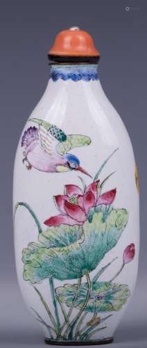 CHINESE BRONZE ENAMEL CLOISONNE SNUFF BOTTLE