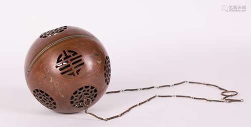 CHINESE BRONZE AND BATONG CENSER BALL