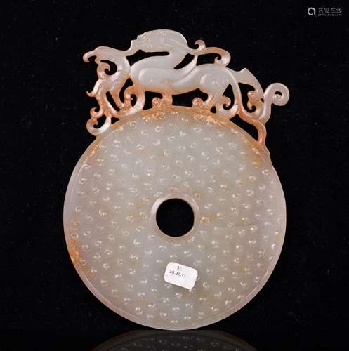 CHINESE JADE CARVED CHILONG BI PLAQUE