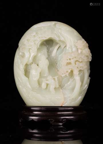 CHINESE WHITE JADE SCHOLAR AND MOUNTAIN BOULDER