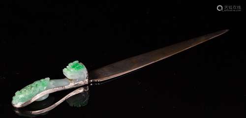 CHINESE JADEITE DRAGON HOOK ON LETTER OPENER