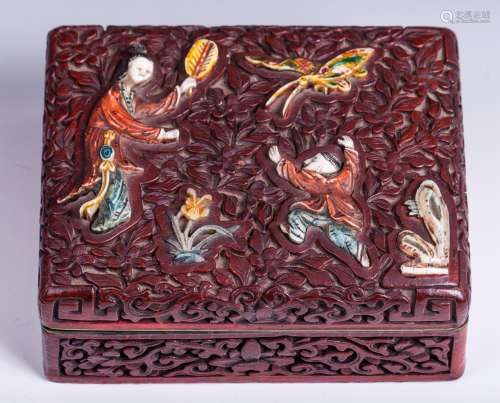 CHINESE QING DYNASTY CINNABAR LACQUER BOX
