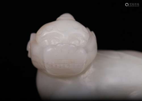 CHINESE WHITE JADE FIGURE OF BEAST