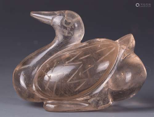 CHINESE CRYSTAL FIGURE OF DUCK