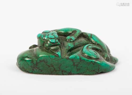 CHINESE TURQUOISE CARVED CHILONG