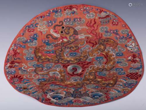 CHINESE RED DRAGON EMBROIDERY SEAT PADDING