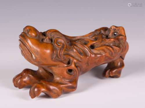 CHINESE CARVED HUANGYANG WOOD BEAST