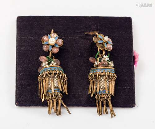 PAIR OF CHINESE IMPERIAL QING COURT EARRINGS