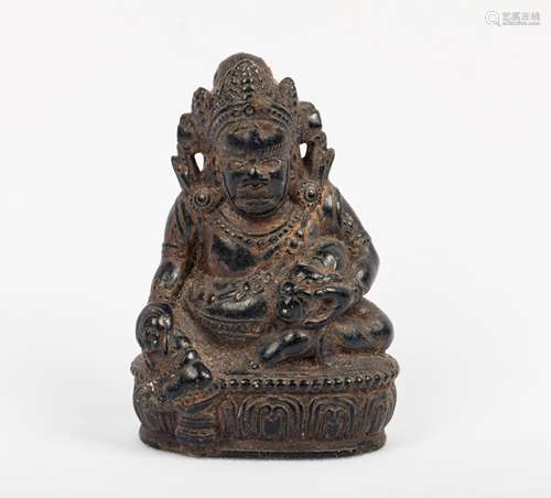 CHINESE STONE FIGURE OF YELLOW JAMBHALA