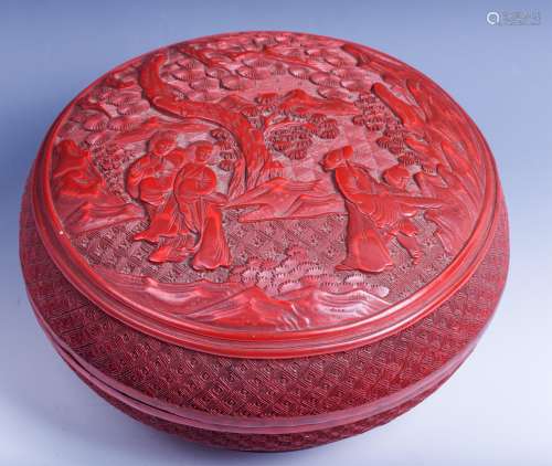 CHINESE QING DYNASTY CINNABAR LACQUER BOX