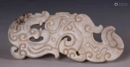 CHINESE ARCHAISTIC JADE DRAGON PLAQUE