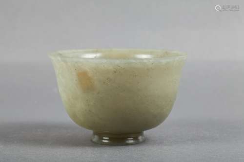 CHINESE CELADON JADE CUP WITH MARK