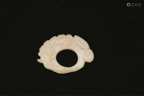 A Chinese Carved Jade Pendant with Ribbit decoration