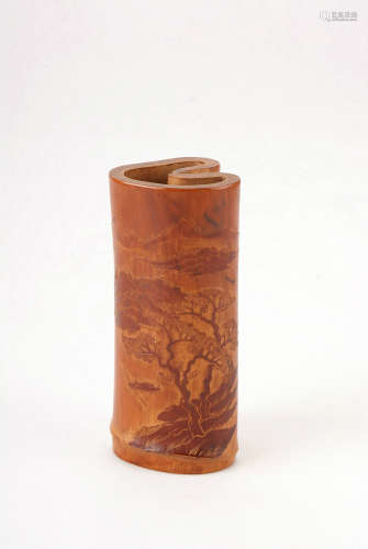 A Chinese Carved Bamboo Brush Pot