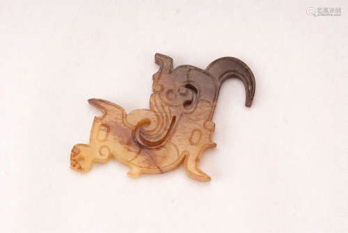 A Chinese Jade Carved Dragon Pendant