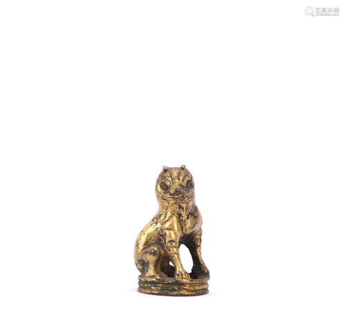 A Chinese Gilt Bronze Lion Decoration