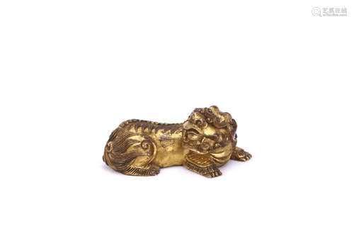 A Chinese Gilt Bronze Lion Decoration