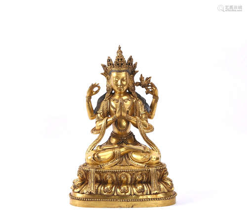 A Chinese Gilt Bronze Buddha