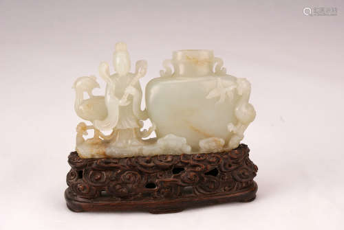 A Chinese Jade Carved Flower Decoration