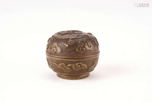A Chinese Bronze Box with Cover