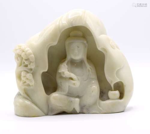 Chinese Carved Jade Guanyin Boulder