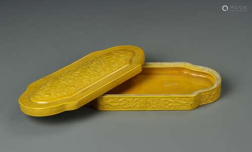 Chinese Yellow Glazed Ink Box