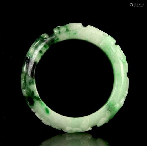 Chinese Carved Jadeite Bangle