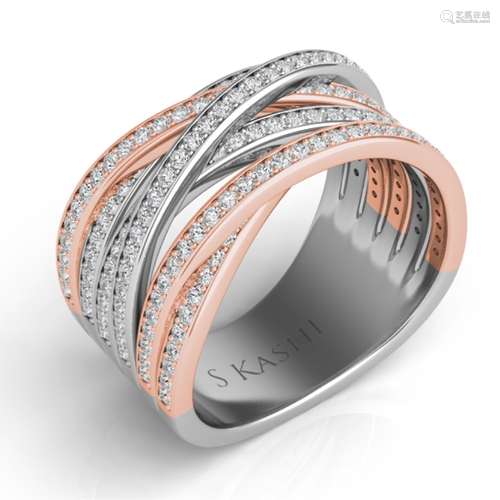 White & Rose Gold Pave Ring