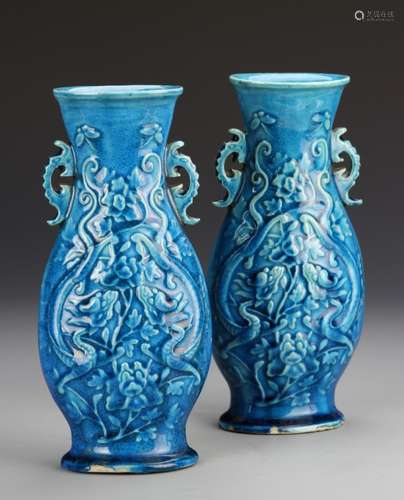 Pair of Chinese Turquoise Glazed Vases