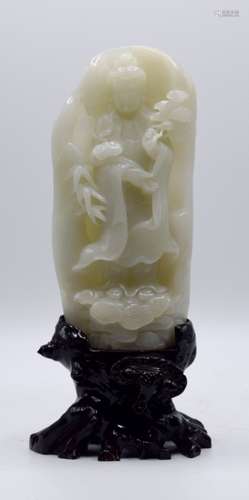 Chinese Carved Jade of Guanyin on Stand