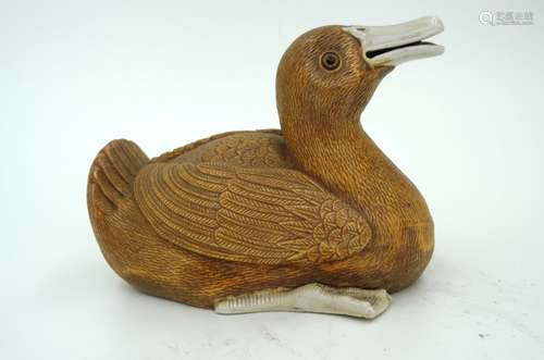 CHINESE CARVED FIGURE OF A DUCK