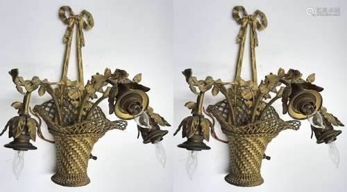 PAIR OF GILT BRONZE SCONCES