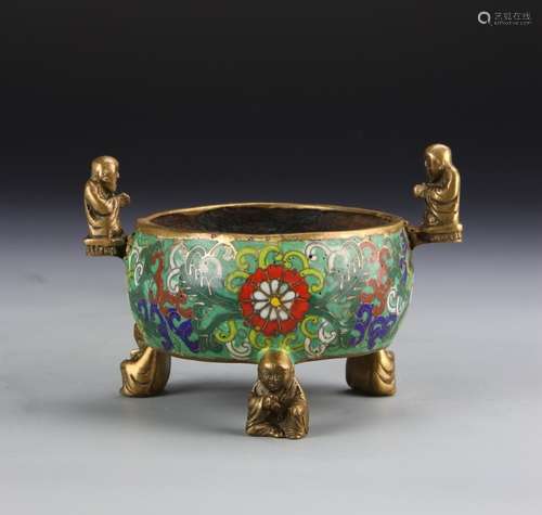 Chinese Cloisonne Tripod Censer