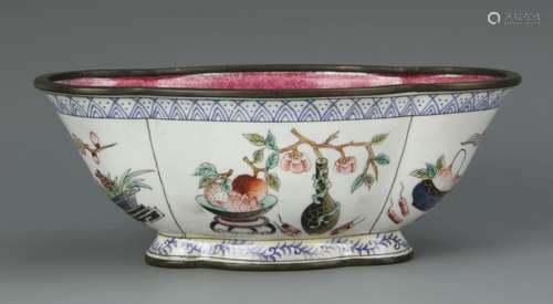 Chinese Enameled Copper Bowl