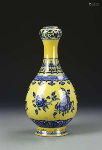 Chinese Yellow Ground and Under-Glazed Blue Vase