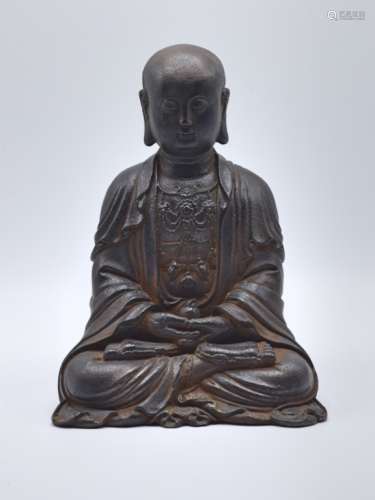 Chinese Ming Dynasty Cast Iron Monk Statue