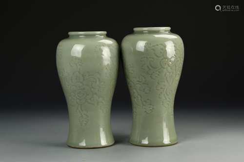 Pair Of Celadon Vases