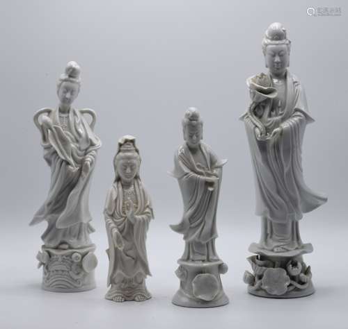 Group of Chinese Blanc De Chine Guanyin Statues