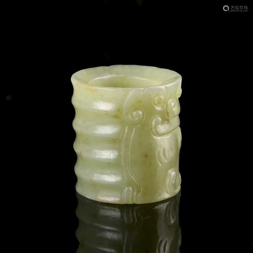 Chinese Carved Jade Archer Ring