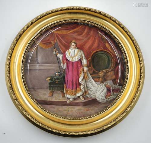 ROYAL VIENNA FRAMED ROUND PORCELAIN PLAQUE