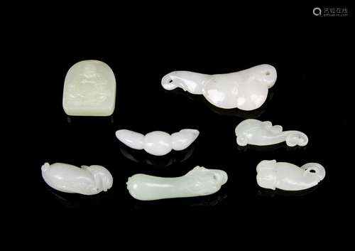 Chinese White Jade Pendants (7 pc.)