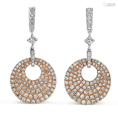 White & Rose Gold Diamond Earring
