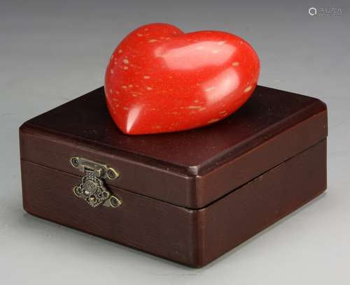 Chinese Red Stone in a Heart Shape